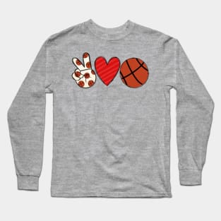 Peace Love Basketball Long Sleeve T-Shirt